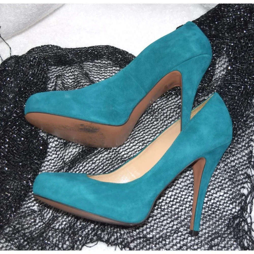 Talbots Teal Suede Stilletto Heels size 10 - Picture 2 of 5